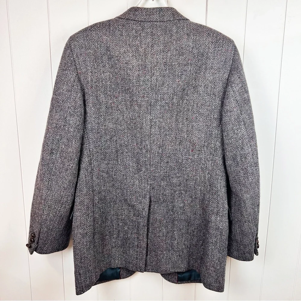 Harris Tweed‎ Vtg Mens Gray 100% Scottish Wool Sport Coat Blazer Herringbone